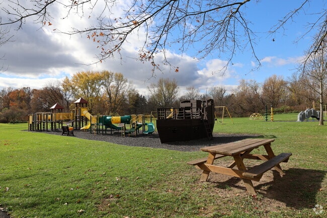 Children enjoy the playground at Fair Park in Canfield, Ohio.