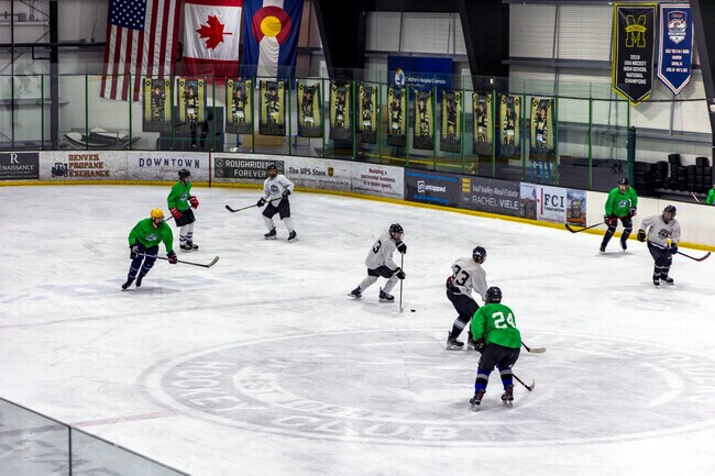Blue Sport Stable has indoor ice rinks, turf fields, golf simulators, weight rooms, and a restaurant.