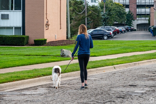 Residents can walk their dogs along the pedestrian friendly streets of Broadway.