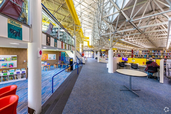 The unique architecture of the South Side Library offers residents of Watrous South an awesome setting to read their favorite books.