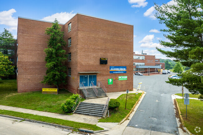Reginald F. Lewis High School places emphasis on business and law courses.