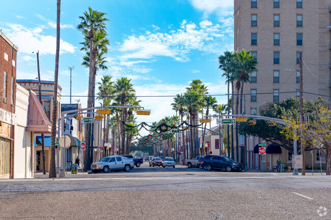 Downtown Harlingen is best known for it's lush palm trees that line the streets.
