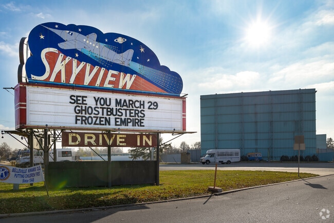 Skyview Drive-In is an outdoor cinema that screens first-run Hollywood hits in Belleville, IL.