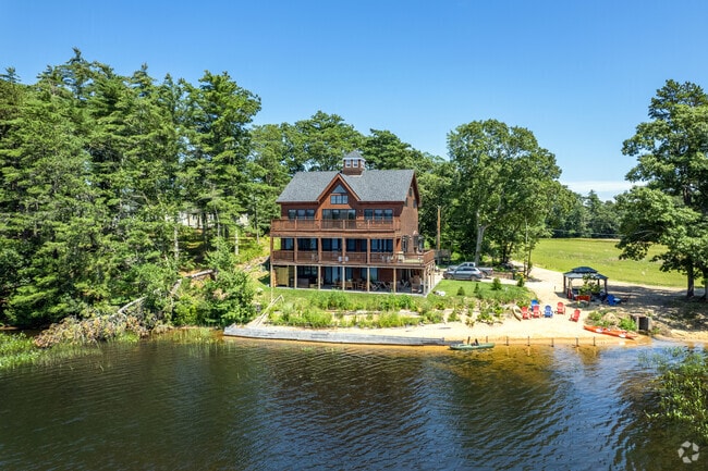 This waterfront home in Carver has its own private beach.
