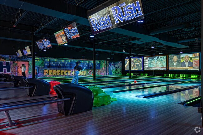 Sunset Heights residents enjoy close proximity to bowling at The Rush Funplex.