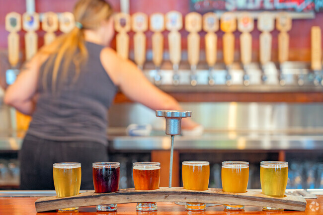 Try all the local brews with a flight at Woody's Brewery near Mary Lake.