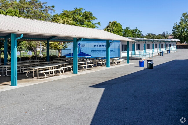The lunch break area of the Live Oak Elementary School in Fallbrook.
