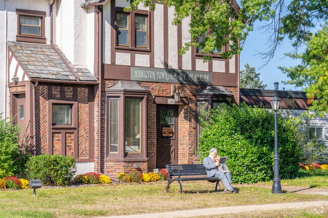 Sculptures are scattered throughout the Hutchinson Mills neighborhood.