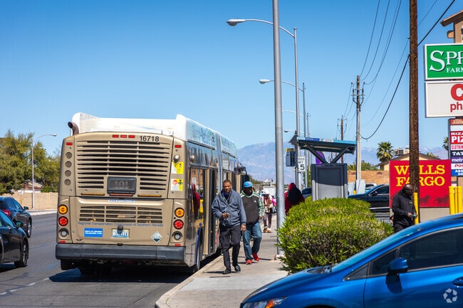 Bus stops are found throughout Rainbow Boulevard and beyond in Spring Valley.