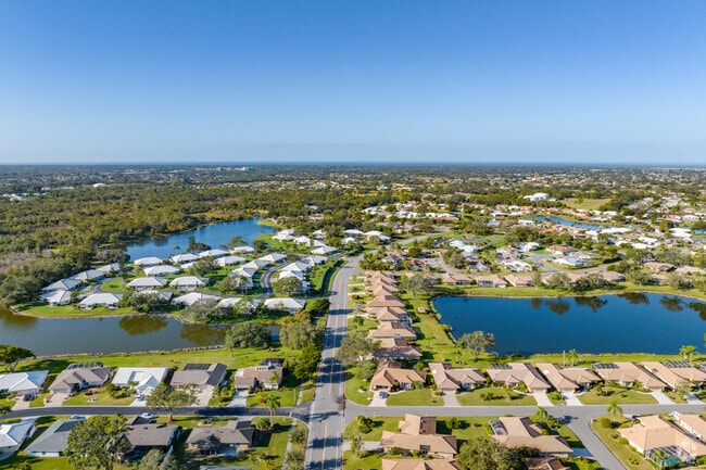Aerial overview of Jacaranda West and the single family homes in its community.