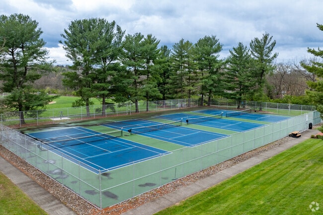 Enjoy a game of tennis at the Amberley Park courts in Amberley.