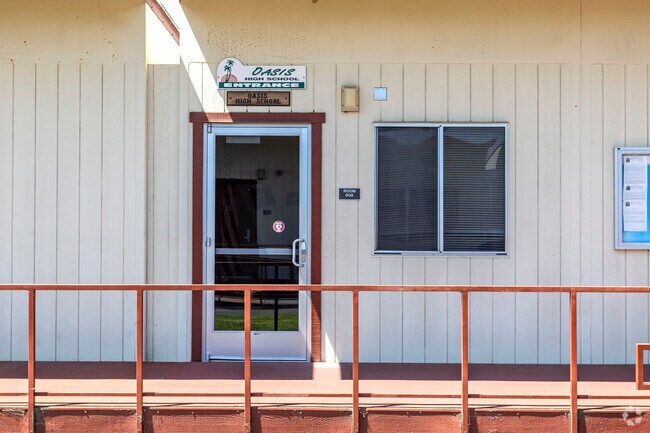 The main entrance of the Oasis High School in Fallbrook.