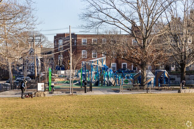Cypress Street Park is great space to play in the heart of Brookline Village.