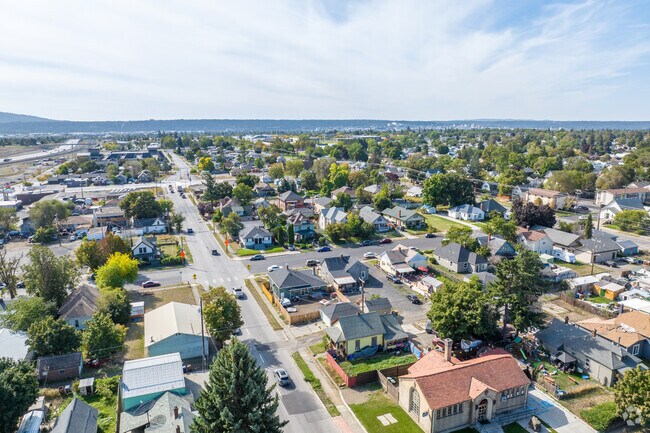 Some homes in the Hillyard neighborhood have a view of downtown Spokane.
