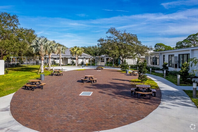 Students can enjoy this nice courtyard when attending 74th St. Elementary school.