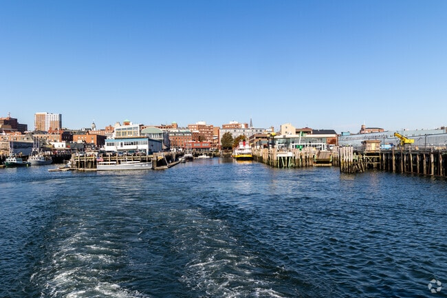 The Casco Bay Ferry departs Portland on its way to Long Island.