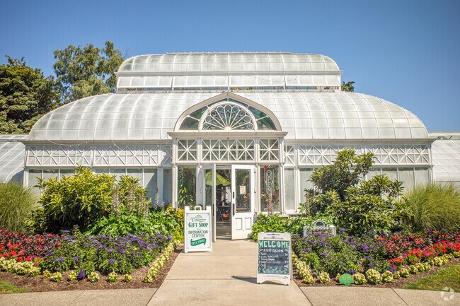 Entrance to Volunteer Park Conservatory in Capitol Hill neighborhood in Seattle.