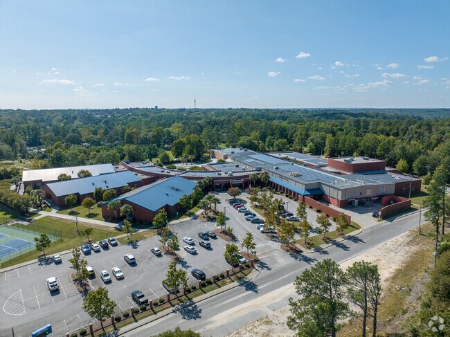 Alcorn Middle School has a large campus with ample parking space.