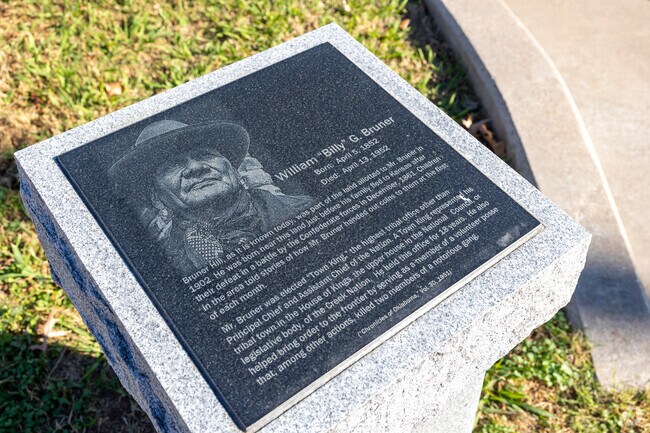 A plaque commemorating William Bruner shows where Bruner gets its name from.