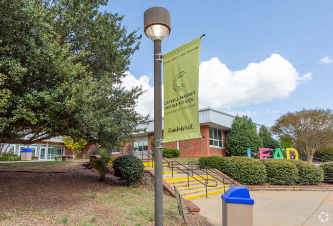 Carroll Middle School is located in the North Hills neighborhood of Raleigh, North Carolina.