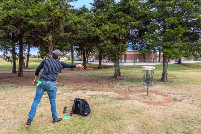 A disc golf course sits among the many public amenities at Wild Horse Park.