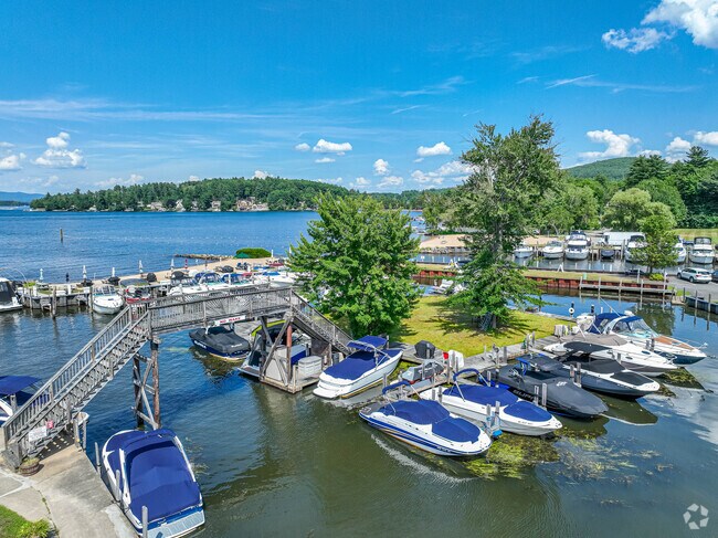 Silver Sands Marina sits across from the Pavilion where you can hear the concerts in Gilford.