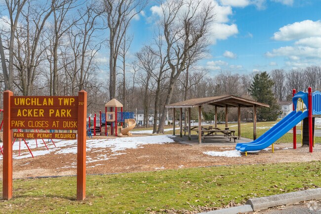 Acker Park has a playground, basketball court and open fields for picnics in Lionville.