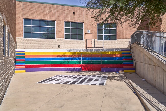 Rainbow colors are fun and are inviting to the kids at Murchison Elementary School.