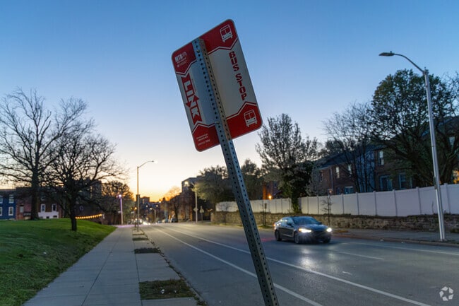 There are many bus stops along greenmount ave and biddle st for those using public transport.