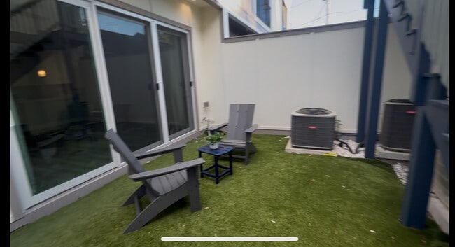 Courtyard between garage and main building