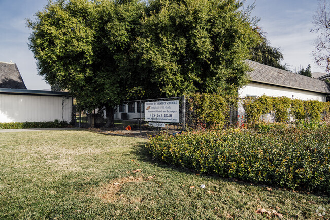 The back building Monarch Christian School in Milpitas, California.