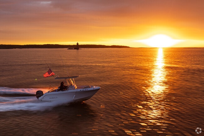 Kittery lifestyle stands by taking the boat out to enjoy the light of dawn.