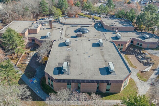 Built in a hub-and-spoke design, the Casimir Pulaski Elementary School in New Bedford is large.