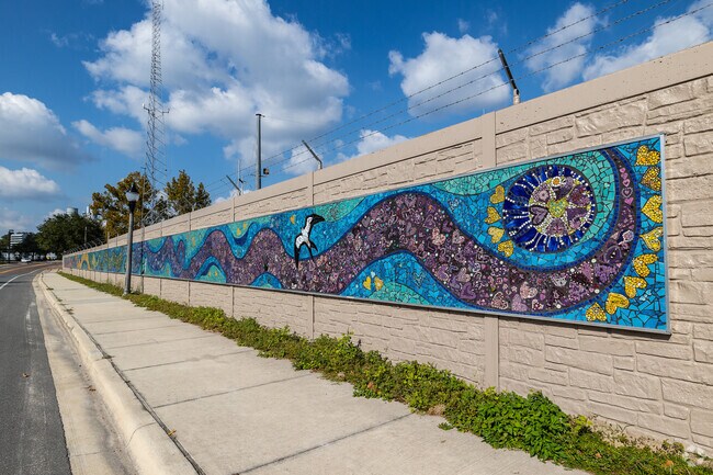 The Heart Wall mosaic in Springhill reflects local artistry and community spirit.