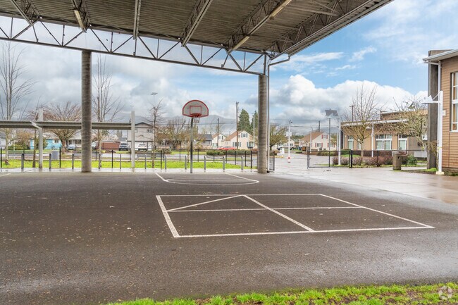 Maple Elementary School has covered basketball hoops for students to play on in Springfield.