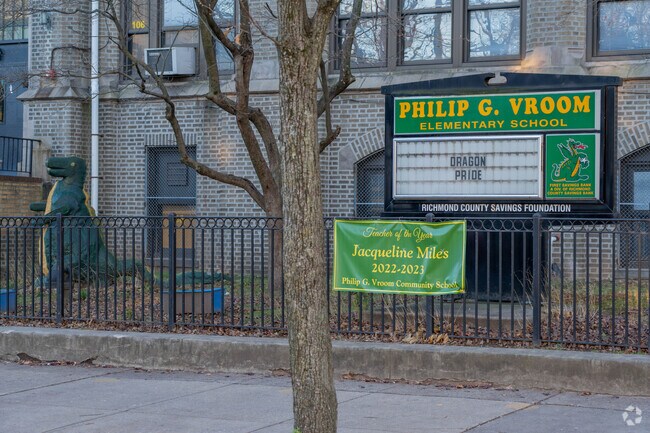 The mascot of the Philip G Vroom Elementary School is a dragon
