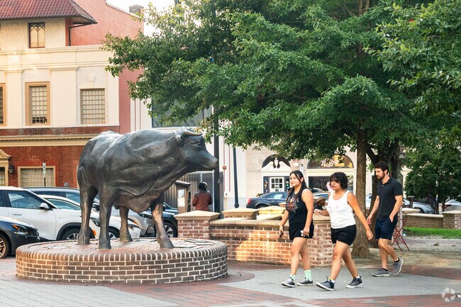 Downtown is just a few miles north of Campus Hill, on the other side of the Durham Freeway.