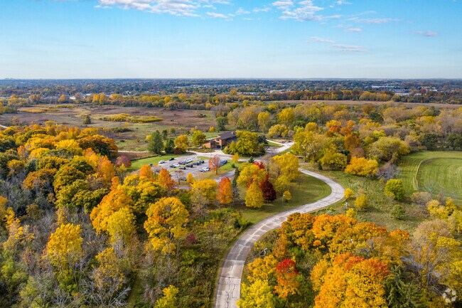Havenwoods State Forest borders Fairfield, showcasing vibrant fall foliage and trails.