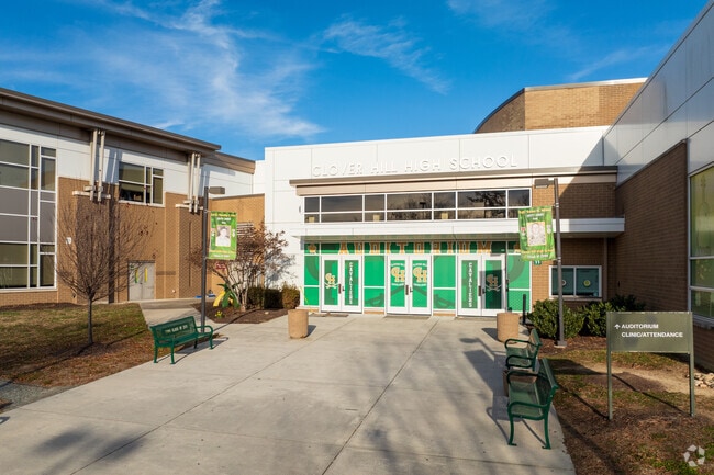 The entrance of Clover Hill High School.