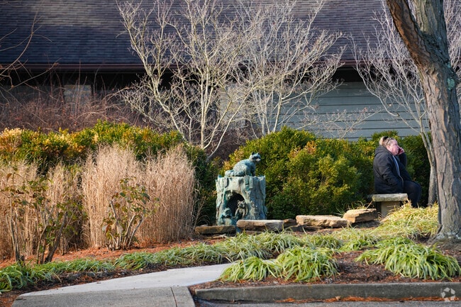 There are many animal statues in Winton Woods near Forest Park.