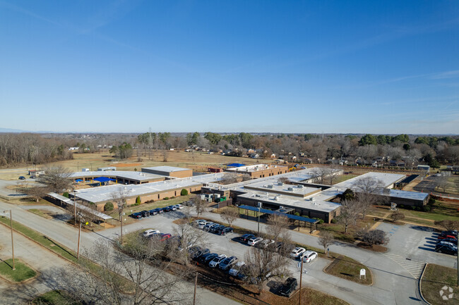 The front entrance to James H. Hendrix Elementary School