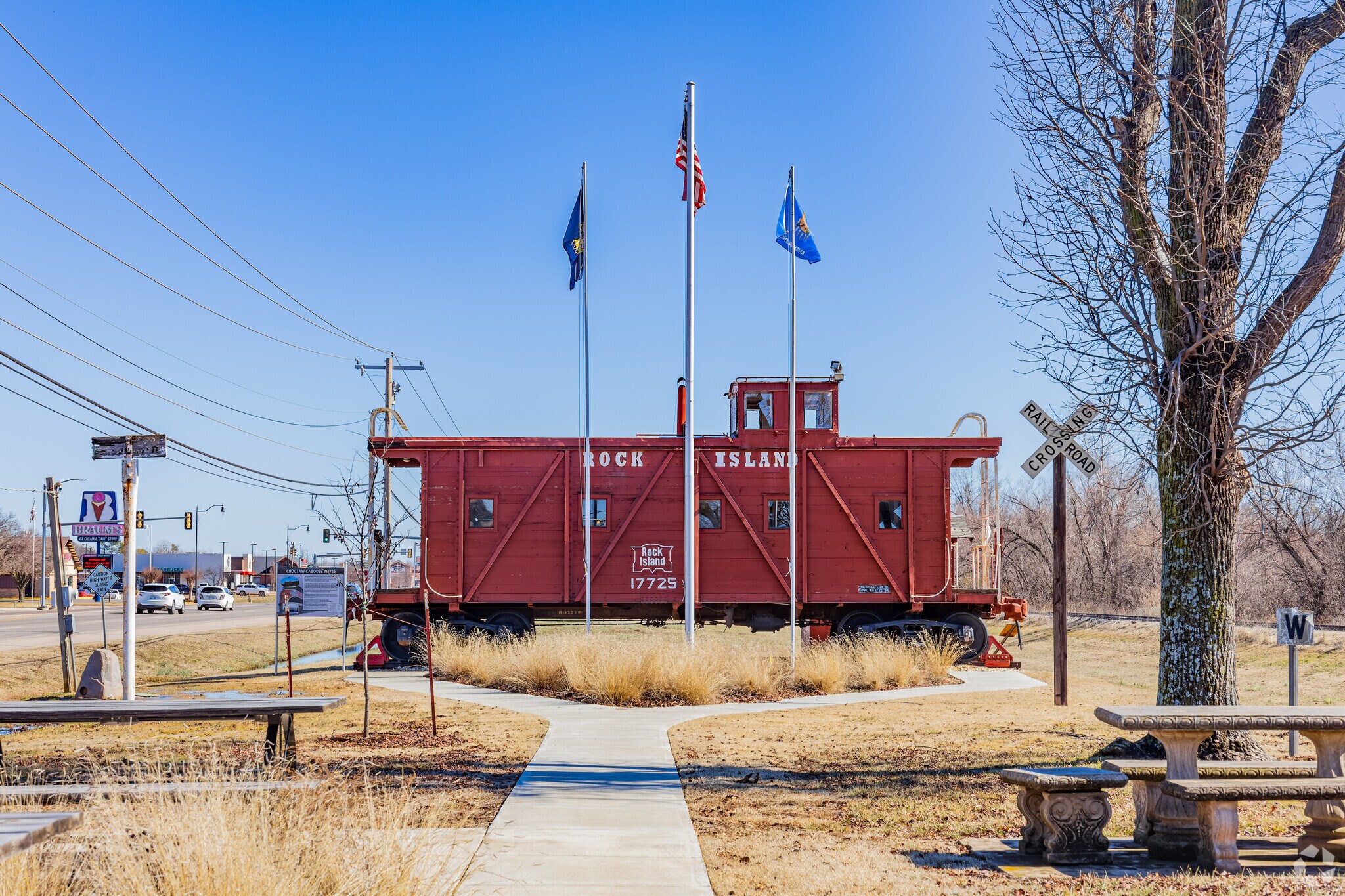 Rock Island Caboose is landmark at Choctaw.