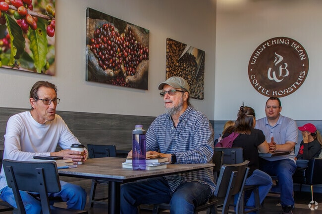 The Whispering Bean is a great stop for some delicious coffee near Chamiza Estates.