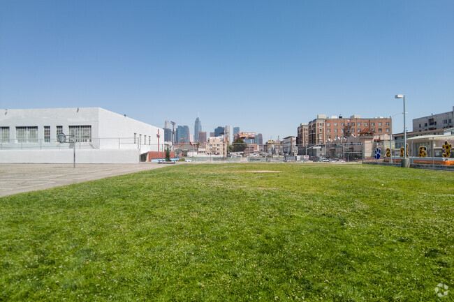 Macarthur Park Elementary School has a huge open green space and park.