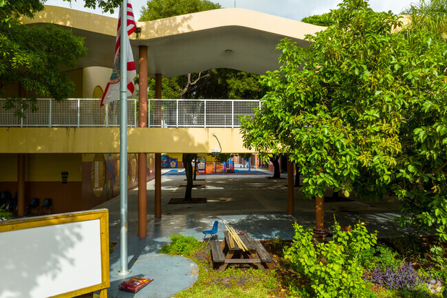 Allapattah's Santa Clara Elementary School has a small garden that students are greeted with.