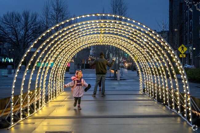 Downtown Park in Redmond lights up during the holidays for Redmond Lights all of December.
