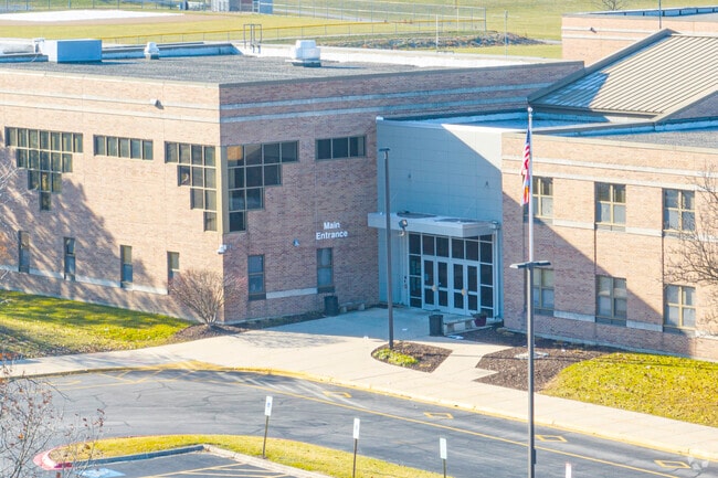 The entrance to Sam Rotolo Middle School welcomes all coming through their doors.