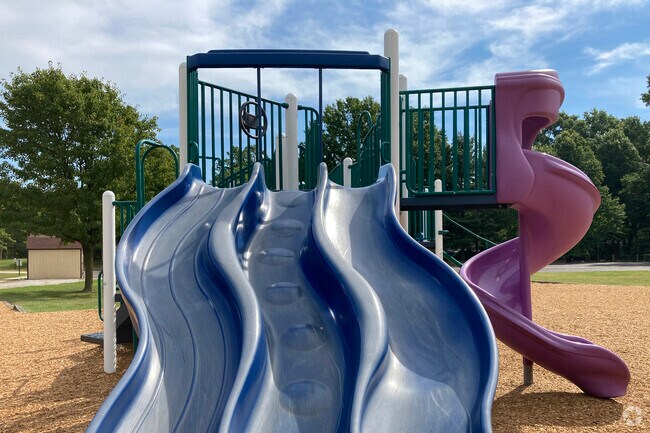 Playground slides at Fishcreek Elementary School.