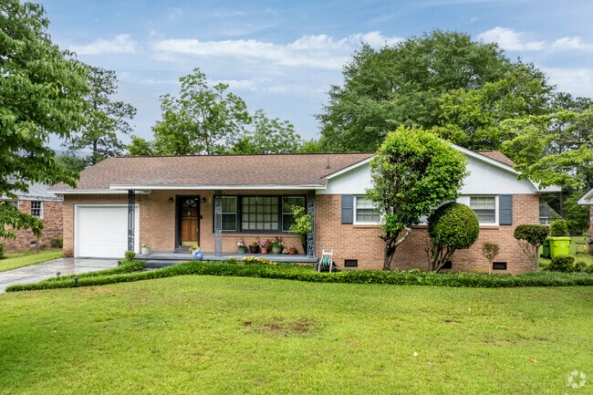 Ranch homes with single-car garages are commonly found in the Jones McDonald neighborhood.