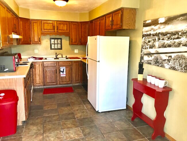 Kitchen filled with everything you need for dining in.